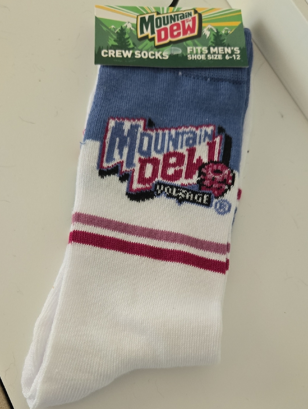Mountain Dew Blue And White Crew Socks for Men Nwt